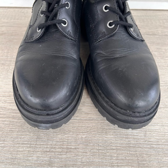 STEVE MADDEN Aiken Tall COMBAT BOOTS womens 9 Black Leather Goth Grunge Moto - Picture 4 of 16